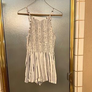 Angie Navy and White Textured Romper